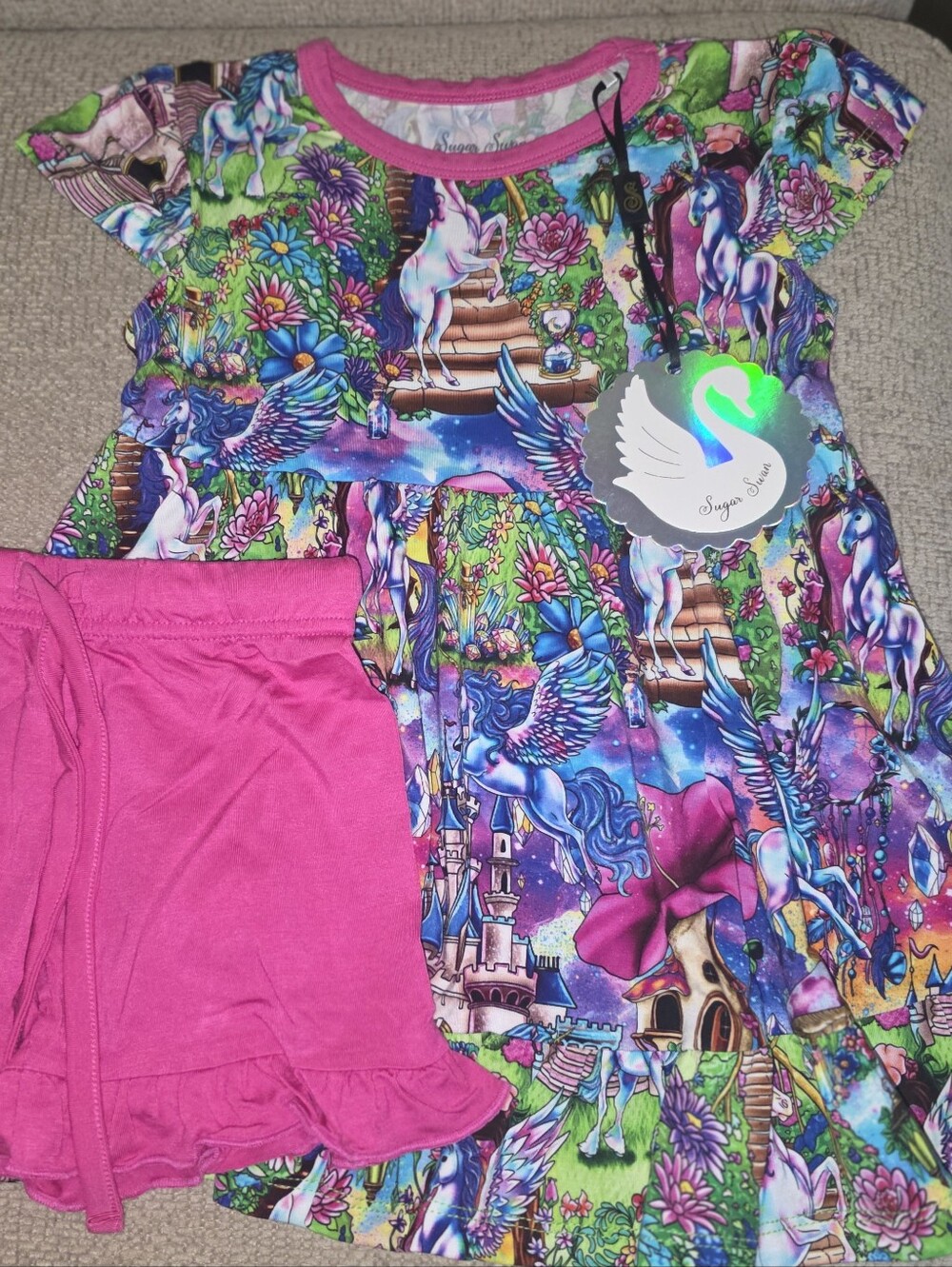 Unicorn Kingdom Sugar Swan Peplum Set